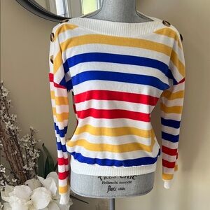 NWT Day to Day Colorful Striped Boatneck Sweater.  Size Small